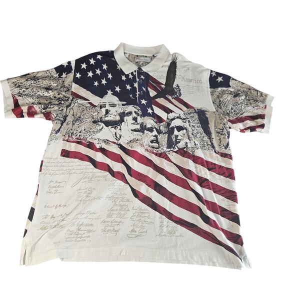 American Summer Shirt Mens 2XL Mount Rushmore Eagle Patriotic USA Flag XXL - Picture 1 of 14